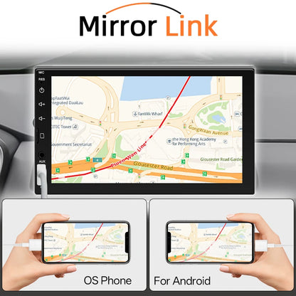 7 Inch 1 Din Car Radio HD Touch Screen Multimedia Player Carplay Android Auto Universal Bluetooth Mirror Link FM Aux