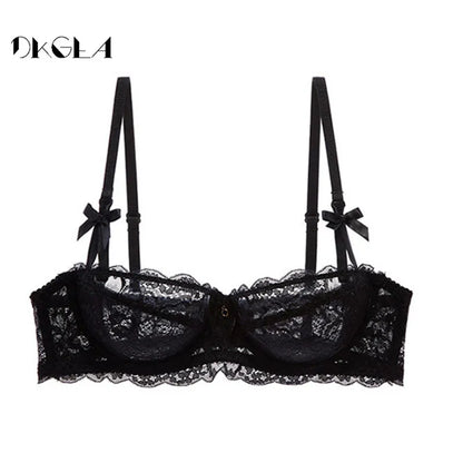 New Top Sexy Bra plus Size Lace Underwear Ultrathin Transparent Brassiere a B C D Cup White Bras Embroidery Women Lingerie Black