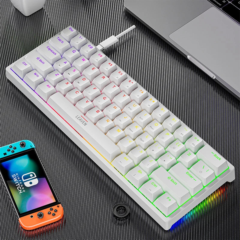 USB K620 Mini Backlit RGB Gaming Mechanical Keyboard Gamer Mechanic Kit 60 Percent DIY Custom PBT Keycap Hotswap USB PC Laptop N