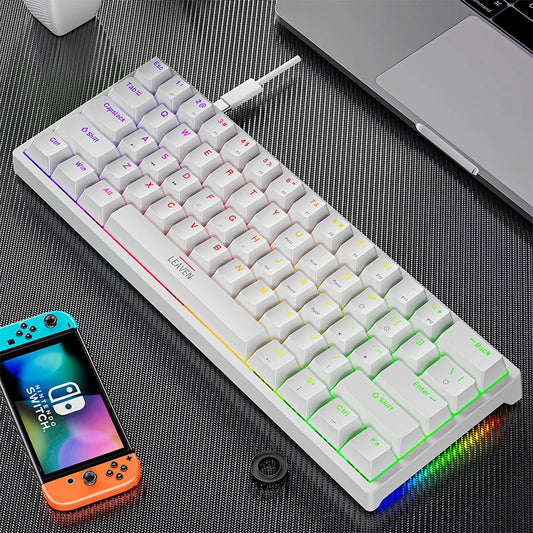 USB K620 Mini Backlit RGB Gaming Mechanical Keyboard Gamer Mechanic Kit 60 Percent DIY Custom PBT Keycap Hotswap USB PC Laptop N