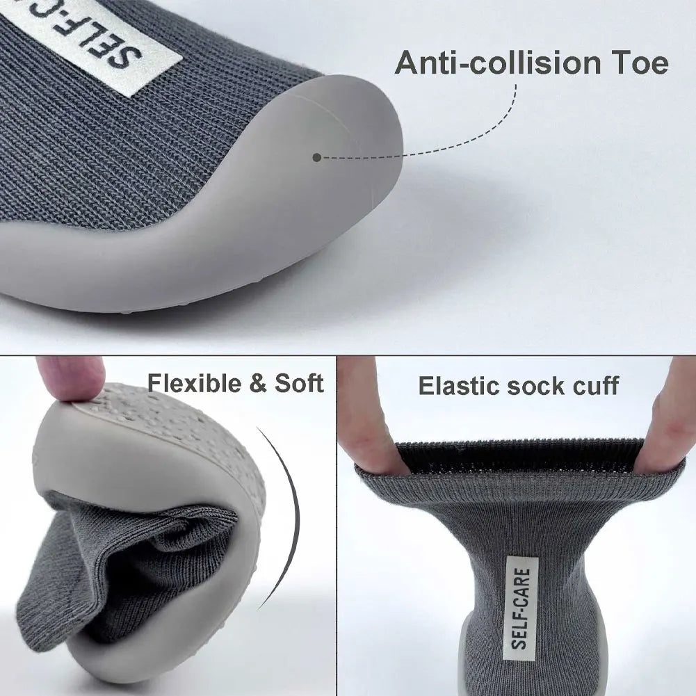 Baby Sock Shoes Non-Slip Toddler Walking Shoes Infant Floor Socks Soft Rubber Sole First Walker Breathable Booties Boys Girls