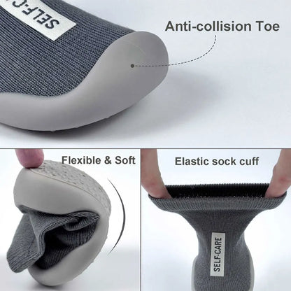 Baby Sock Shoes Non-Slip Toddler Walking Shoes Infant Floor Socks Soft Rubber Sole First Walker Breathable Booties Boys Girls