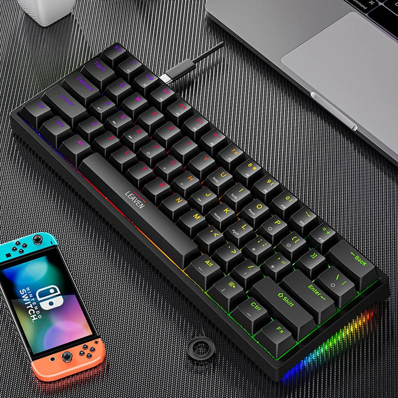 USB K620 Mini Backlit RGB Gaming Mechanical Keyboard Gamer Mechanic Kit 60 Percent DIY Custom PBT Keycap Hotswap USB PC Laptop N