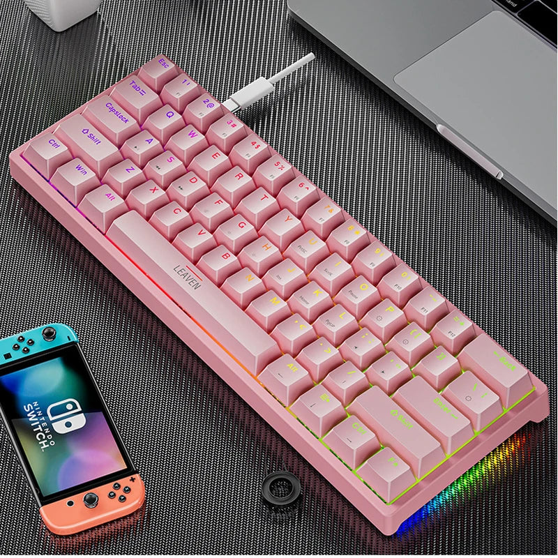 USB K620 Mini Backlit RGB Gaming Mechanical Keyboard Gamer Mechanic Kit 60 Percent DIY Custom PBT Keycap Hotswap USB PC Laptop N