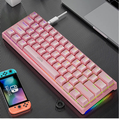 USB K620 Mini Backlit RGB Gaming Mechanical Keyboard Gamer Mechanic Kit 60 Percent DIY Custom PBT Keycap Hotswap USB PC Laptop N