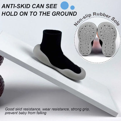 Baby Sock Shoes Non-Slip Toddler Walking Shoes Infant Floor Socks Soft Rubber Sole First Walker Breathable Booties Boys Girls