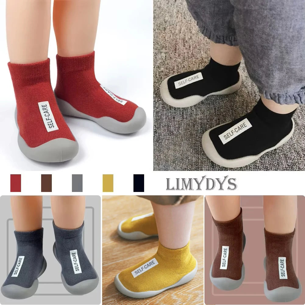 Baby Sock Shoes Non-Slip Toddler Walking Shoes Infant Floor Socks Soft Rubber Sole First Walker Breathable Booties Boys Girls