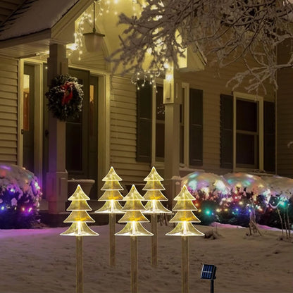 5PC Christmas Fawn Solar Stake Lights Waterproof Landscape Christmas Lights Pathway Christmas Decorations LED Lights Lawn