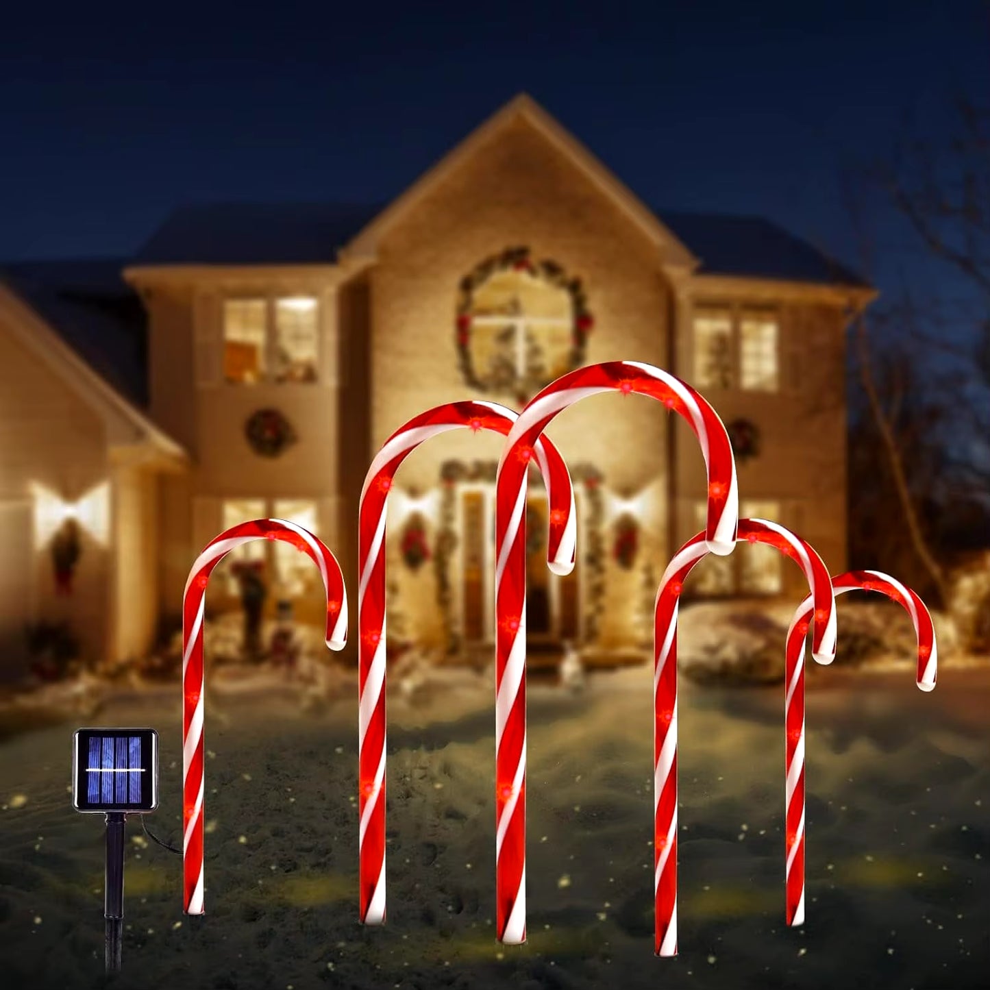 5PC Christmas Fawn Solar Stake Lights Waterproof Landscape Christmas Lights Pathway Christmas Decorations LED Lights Lawn