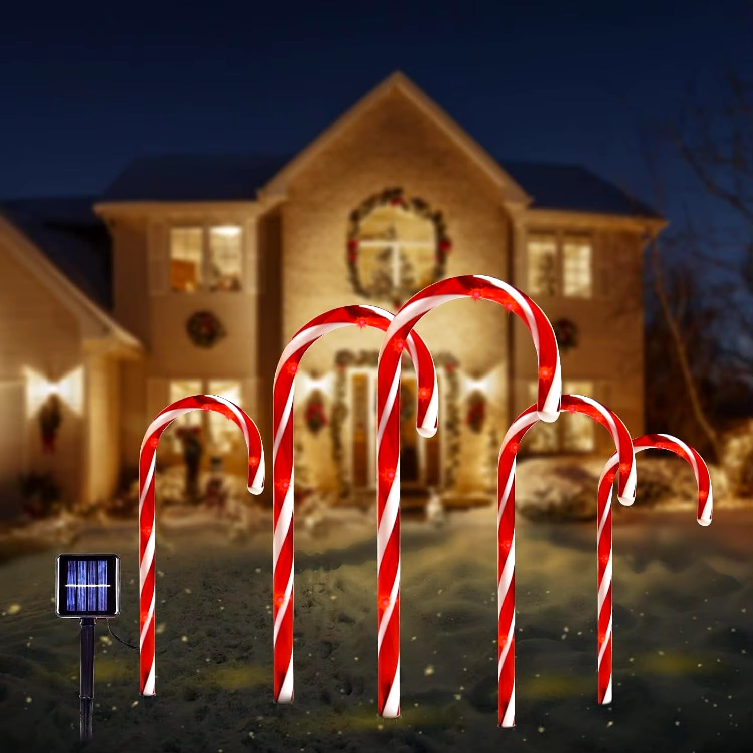 5PC Christmas Fawn Solar Stake Lights Waterproof Landscape Christmas Lights Pathway Christmas Decorations LED Lights Lawn