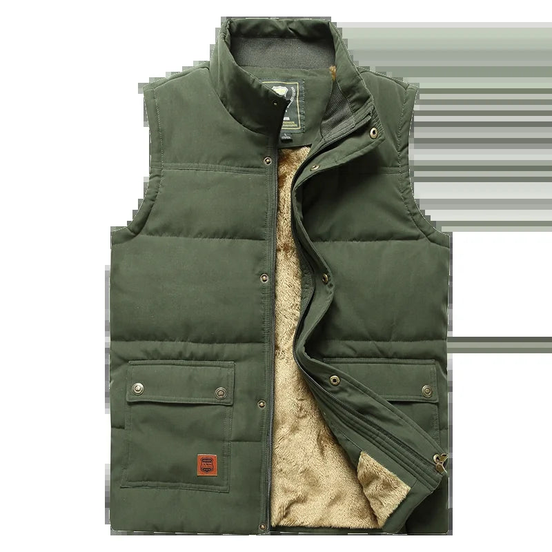 2021 Large Size 5XL Winter Fleece Thick Warm Vest Men Casual Outwear Sleeveless Jacket Male Waistcoat Multi Many Pocket Vest