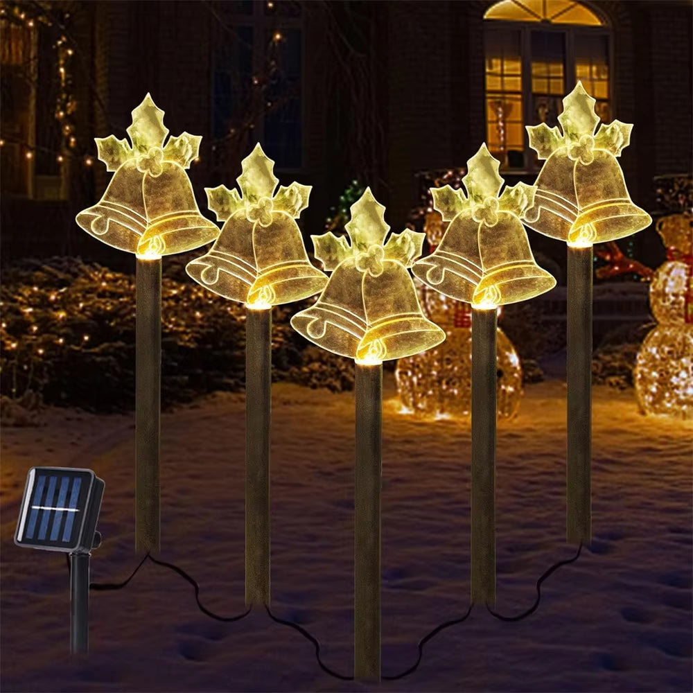 5PC Christmas Fawn Solar Stake Lights Waterproof Landscape Christmas Lights Pathway Christmas Decorations LED Lights Lawn