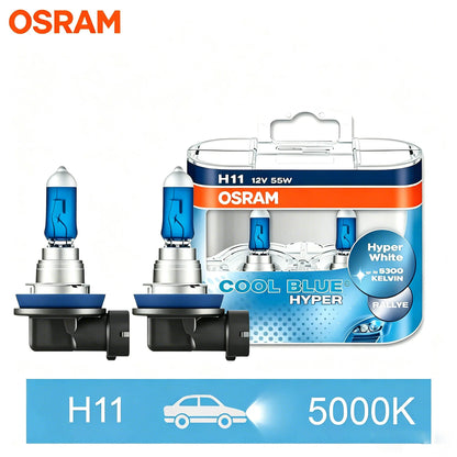 H7 H4 H1 H11 HB3 9005 HB4 9006 Halogen Headlight Car Light Hi/Lo Beam 5300K 12V 55W Cool Blue Hyper White Bulb(2 Pieces)