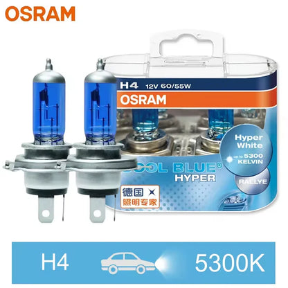 H7 H4 H1 H11 HB3 9005 HB4 9006 Halogen Headlight Car Light Hi/Lo Beam 5300K 12V 55W Cool Blue Hyper White Bulb(2 Pieces)