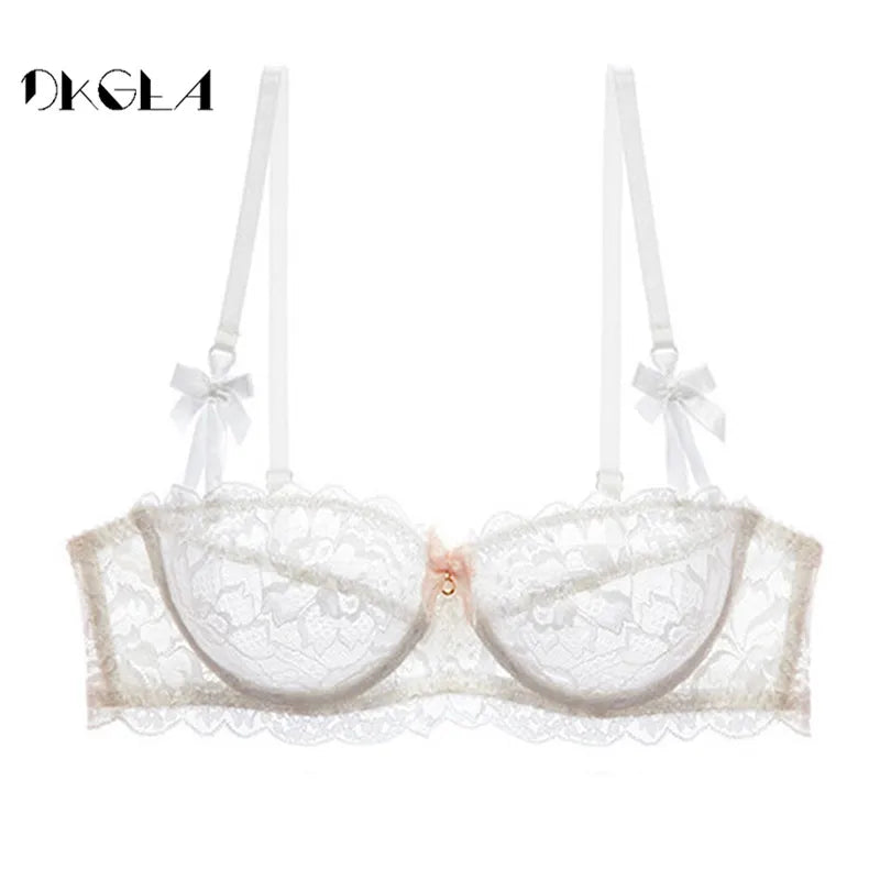 New Top Sexy Bra plus Size Lace Underwear Ultrathin Transparent Brassiere a B C D Cup White Bras Embroidery Women Lingerie Black
