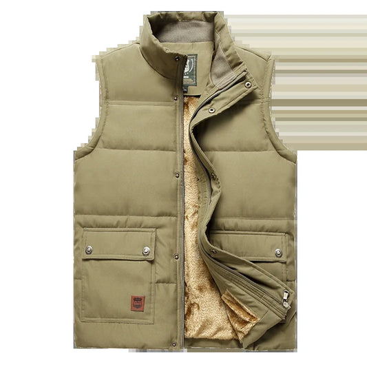 2021 Large Size 5XL Winter Fleece Thick Warm Vest Men Casual Outwear Sleeveless Jacket Male Waistcoat Multi Many Pocket Vest